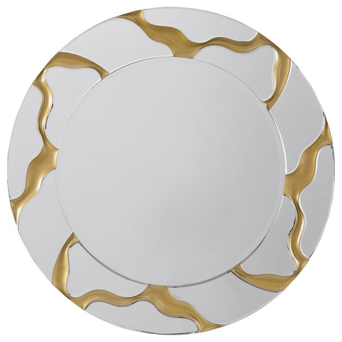 Dorinda - Round Kintsugi Style Wall Mirror - Gold – Wall Mirrors by Coaster Fine Furniture at Furniture Wholesale Plus , Nashville furniture store