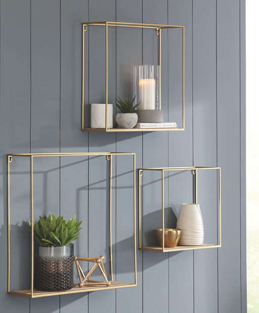 Efharis - Natural / Gold Finish - Wall Shelf Set (Set of 3) - Premium Wall Decor from Signature Design by Ashley® - Just $98! Shop now at Furniture Wholesale Plus  We are the best furniture store in Nashville, Hendersonville, Goodlettsville, Madison, Antioch, Mount Juliet, Lebanon, Gallatin, Springfield, Murfreesboro, Franklin, Brentwood