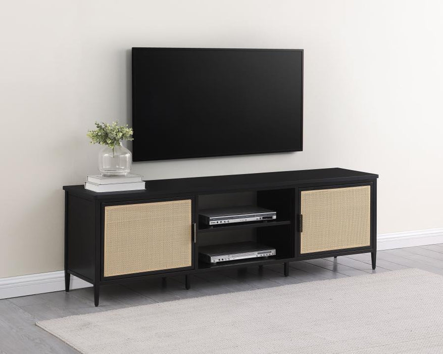 Amherst - 70" 2-Door Metal TV Stand Media Console - Black – TV Stands by Coaster Fine Furniture at Furniture Wholesale Plus , Nashville furniture store
