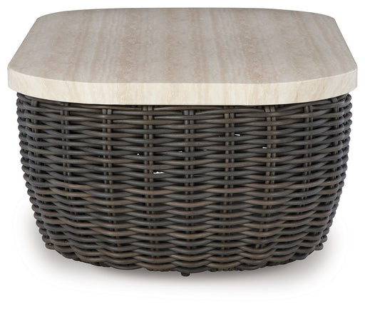 Kimora - Beige / Dark Brown - Rectangular Cocktail Table - Premium Coffee Tables from Signature Design by Ashley® - Just $628! Shop now at Furniture Wholesale Plus  We are the best furniture store in Nashville, Hendersonville, Goodlettsville, Madison, Antioch, Mount Juliet, Lebanon, Gallatin, Springfield, Murfreesboro, Franklin, Brentwood