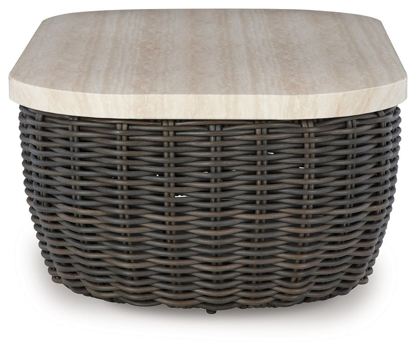 Kimora - Beige / Dark Brown - Rectangular Cocktail Table - Premium Coffee Tables from Signature Design by Ashley® - Just $628! Shop now at Furniture Wholesale Plus  We are the best furniture store in Nashville, Hendersonville, Goodlettsville, Madison, Antioch, Mount Juliet, Lebanon, Gallatin, Springfield, Murfreesboro, Franklin, Brentwood