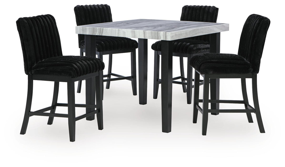 Mervannie - 5 Pc. - Counter Height Dining Table And 4 Barstools - Gray / Black – 5 Piece Dining Room Sets by Signature Design by Ashley® at Furniture Wholesale Plus , Nashville furniture store