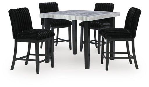 Mervannie - 5 Pc. - Counter Height Dining Table And 4 Barstools - Gray / Black – 5 Piece Dining Room Sets by Signature Design by Ashley® at Furniture Wholesale Plus , Nashville furniture store