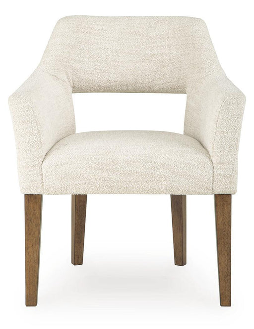 Marxmore - Dining Upholstered Arm Chair (Set of 2) - Beige / Brown – Chair Sets by Benchcraft® at Furniture Wholesale Plus , Nashville furniture store