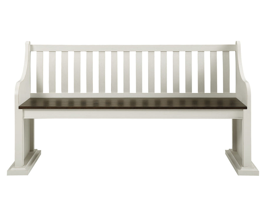 Joanna - Bench With Back - White – Dining Benches by Steve Silver Furniture at Furniture Wholesale Plus , Nashville furniture store