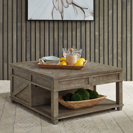 Parkland Falls - Square Lift Top Cocktail Table - Weathered Taupe – Cocktail Tables by Liberty Furniture at Furniture Wholesale Plus , Nashville furniture store