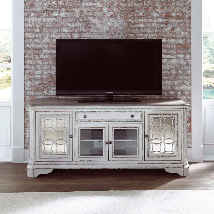 Magnolia Manor - Entertainment TV Stand (Glass Doors) - Antique White – TV Stands by Liberty Furniture at Furniture Wholesale Plus , Nashville furniture store