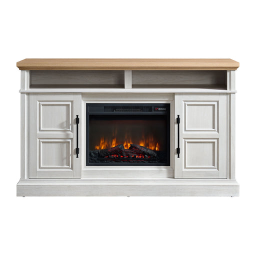 Villa - Console With 23" Fireplace Insert - White & Natural – Fireplace TV Stands by Elements International at Furniture Wholesale Plus , Nashville furniture store