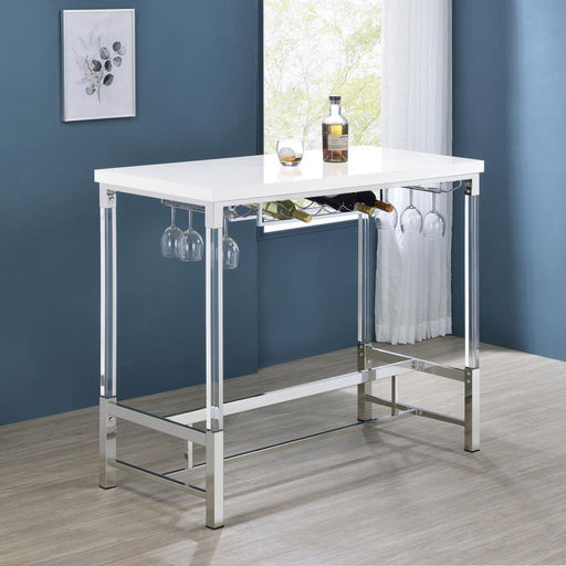 Norcrest - Acrylic Leg Bar Table - White High Gloss – Bar Tables by Coaster Fine Furniture at Furniture Wholesale Plus , Nashville furniture store