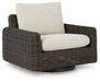 Kimora - Beige / Dark Brown - Swivel Glider Lounge With Cushion - Premium Swivel Chairs from Signature Design by Ashley® - Just $908! Shop now at Furniture Wholesale Plus  We are the best furniture store in Nashville, Hendersonville, Goodlettsville, Madison, Antioch, Mount Juliet, Lebanon, Gallatin, Springfield, Murfreesboro, Franklin, Brentwood