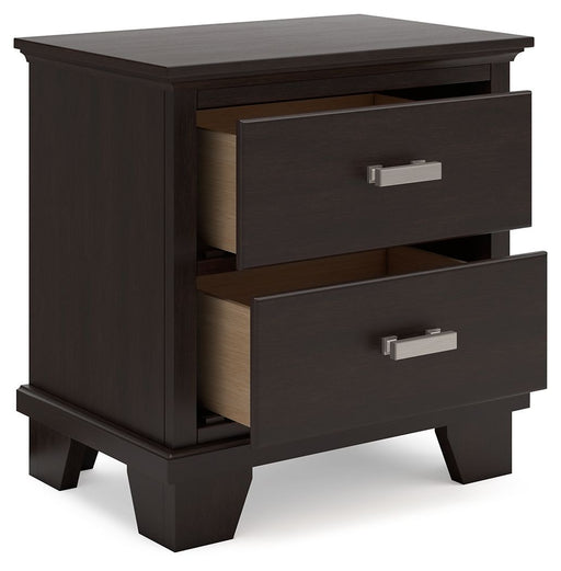 Covetown - Two Drawer Night Stand - Dark Brown – Accent Nightstands by Signature Design by Ashley® at Furniture Wholesale Plus , Nashville furniture store