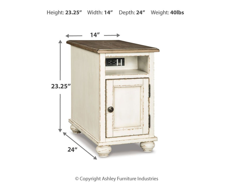 Realyn - Chair Side End Table - AC / USB - White / Brown – Chair Side Tables by Signature Design by Ashley® at Furniture Wholesale Plus , Nashville furniture store