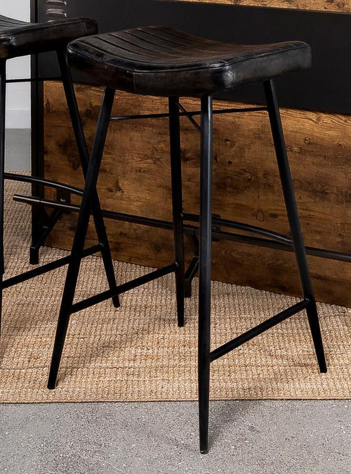 Bayu - Leather Upholstered Saddle Seat Backless Bar Stool (Set of 2) - Premium Stool Sets from Coaster Fine Furniture - Just $429! Shop now at Furniture Wholesale Plus  We are the best furniture store in Nashville, Hendersonville, Goodlettsville, Madison, Antioch, Mount Juliet, Lebanon, Gallatin, Springfield, Murfreesboro, Franklin, Brentwood