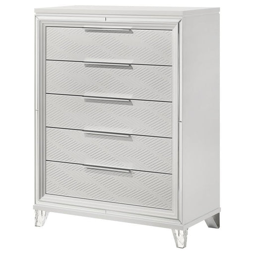 Marmore - 5-Drawer Bedroom Chest Of Drawers - White – Accent Chests by Coaster Fine Furniture at Furniture Wholesale Plus , Nashville furniture store