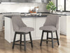 Neymorton - Upholstered Swivel Barstool (Set of 2) - Dark Grayish Brown – Stool Sets by Signature Design by Ashley® at Furniture Wholesale Plus , Nashville furniture store