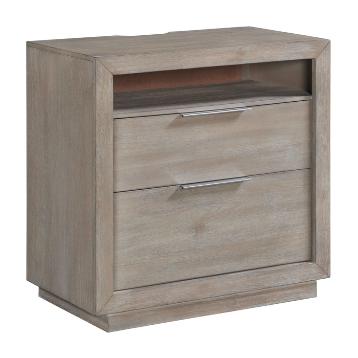Arcadia - 2-Drawer Nightstand With USB - Gray – Nightstands w/ Charging Stations by Elements International at Furniture Wholesale Plus , Nashville furniture store