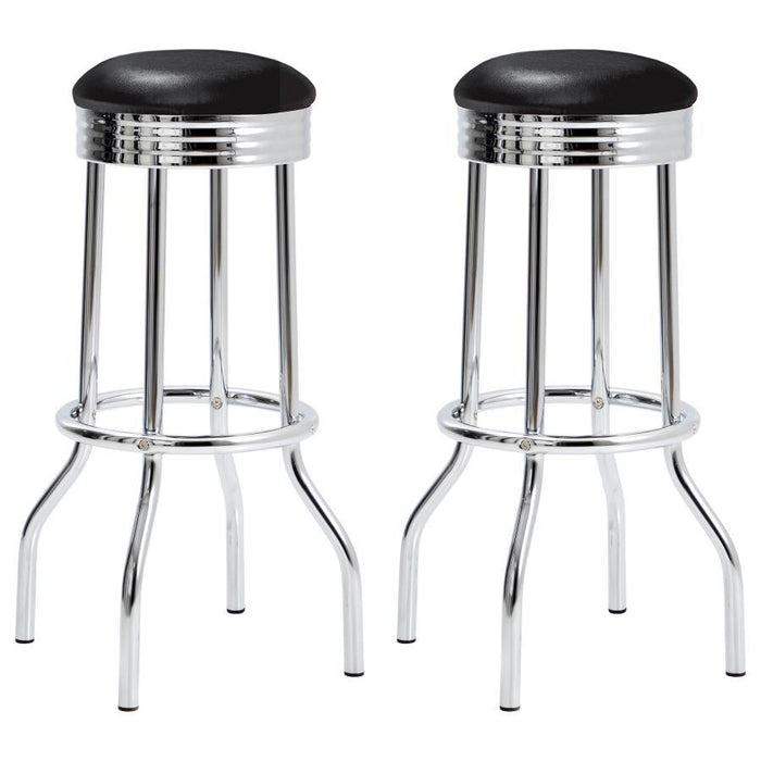 Retro - Upholstered Metal Swivel Bar Stool (Set of 2) - Premium Stool Sets from CoasterEveryday - Just $199! Shop now at Furniture Wholesale Plus  We are the best furniture store in Nashville, Hendersonville, Goodlettsville, Madison, Antioch, Mount Juliet, Lebanon, Gallatin, Springfield, Murfreesboro, Franklin, Brentwood
