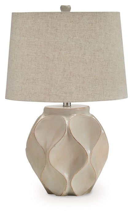 Edselham - Paper Table Lamp - Distressed Cream – Table Lamps by Signature Design by Ashley® at Furniture Wholesale Plus , Nashville furniture store