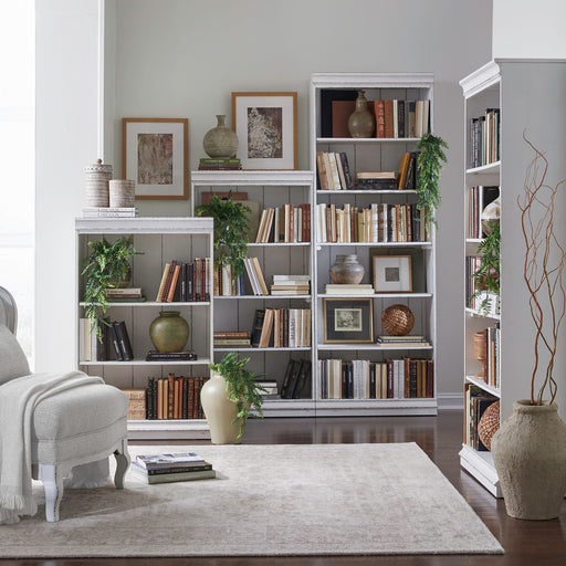 Magnolia Manor - 4 Piece Stepped Bookcase Set - Antique White – 4 Piece Home Office Sets by Liberty Furniture at Furniture Wholesale Plus , Nashville furniture store