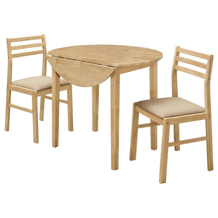 Bucknell - 3 Piece Round Drop Leaf Dining Table Set - Premium 3 Piece Dining Room Sets from CoasterEveryday - Just $299! Shop now at Furniture Wholesale Plus  We are the best furniture store in Nashville, Hendersonville, Goodlettsville, Madison, Antioch, Mount Juliet, Lebanon, Gallatin, Springfield, Murfreesboro, Franklin, Brentwood
