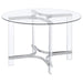 Keeling - Round Glass Top Acrylic Dining Table - Chrome – Dining Tables by Coaster Fine Furniture at Furniture Wholesale Plus , Nashville furniture store