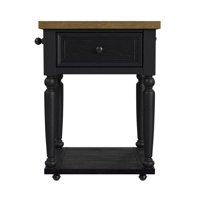 Heritage - Chopping Block Island With Casters - Oak Brown And Black – Islands by Elements International at Furniture Wholesale Plus , Nashville furniture store