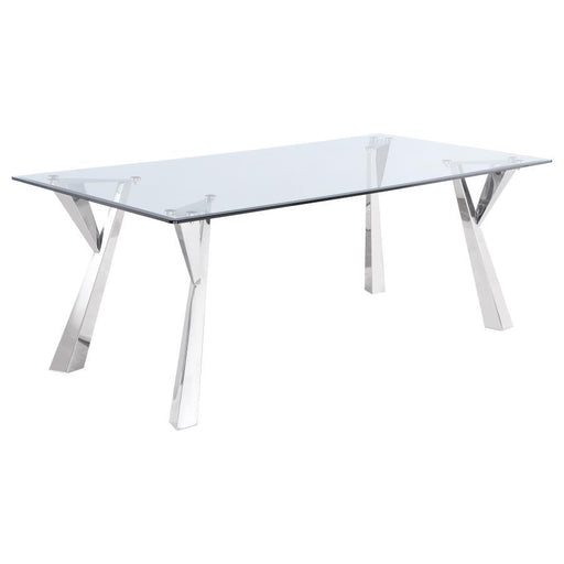 Alaia - Rectangular Glass Top Dining Table - Chrome – Dining Tables by Coaster Fine Furniture at Furniture Wholesale Plus , Nashville furniture store
