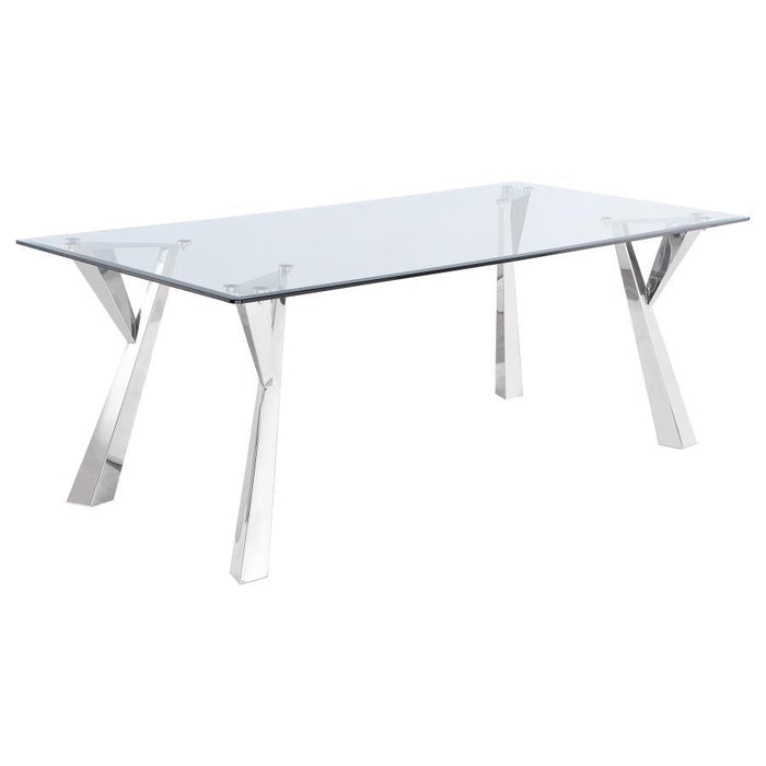 Alaia - Rectangular Glass Top Dining Table - Chrome – Dining Tables by Coaster Fine Furniture at Furniture Wholesale Plus , Nashville furniture store