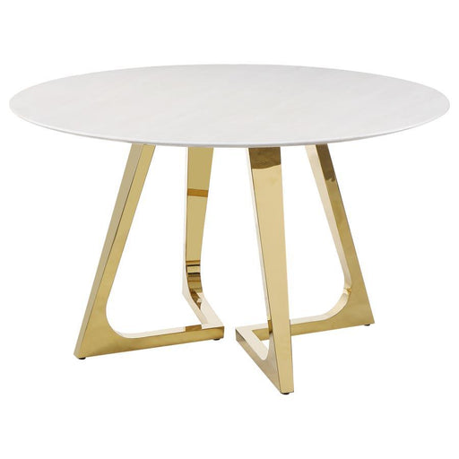 Gwynn - Round Marble Stainless Steel Dining Table - Gold – Dining Tables by Coaster Fine Furniture at Furniture Wholesale Plus , Nashville furniture store