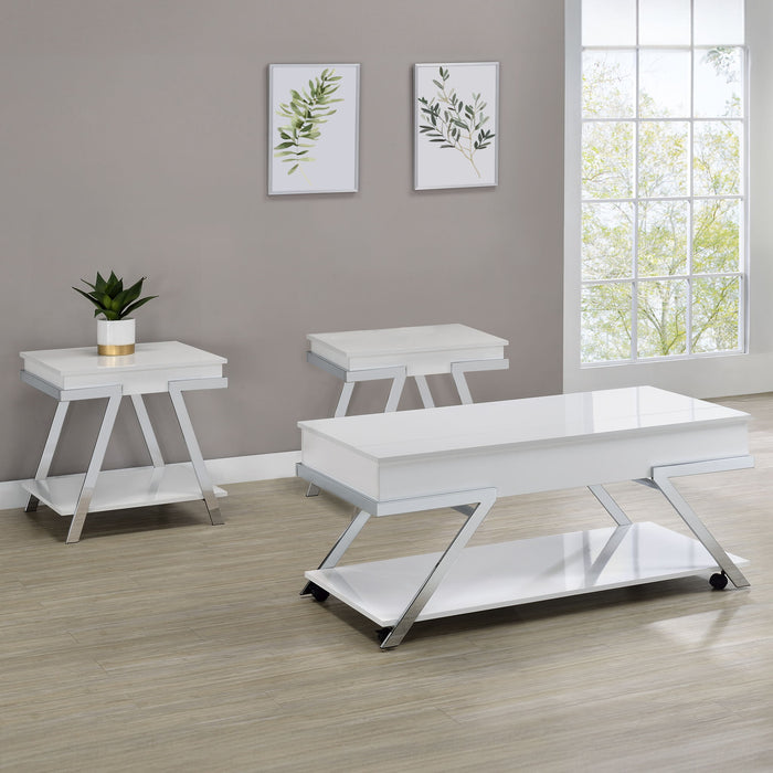 Zena - 3 Piece Occasional Set - White – Table Sets by Steve Silver Furniture at Furniture Wholesale Plus , Nashville furniture store