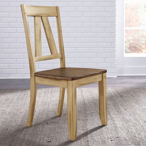 Lindsey Farm - Splat Back Side Chair - Natural & Brown – Side Chairs by Liberty Furniture at Furniture Wholesale Plus , Nashville furniture store
