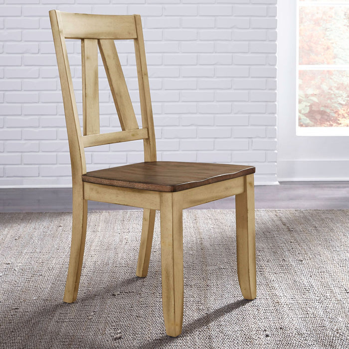 Lindsey Farm - Splat Back Side Chair - Natural & Brown – Side Chairs by Liberty Furniture at Furniture Wholesale Plus , Nashville furniture store