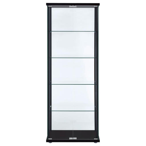 Delphinium - 5-Shelf Clear Glass Curio Display Cabinet - Black - Premium Curio Cabinets from CoasterEveryday - Just $339! Shop now at Furniture Wholesale Plus  We are the best furniture store in Nashville, Hendersonville, Goodlettsville, Madison, Antioch, Mount Juliet, Lebanon, Gallatin, Springfield, Murfreesboro, Franklin, Brentwood