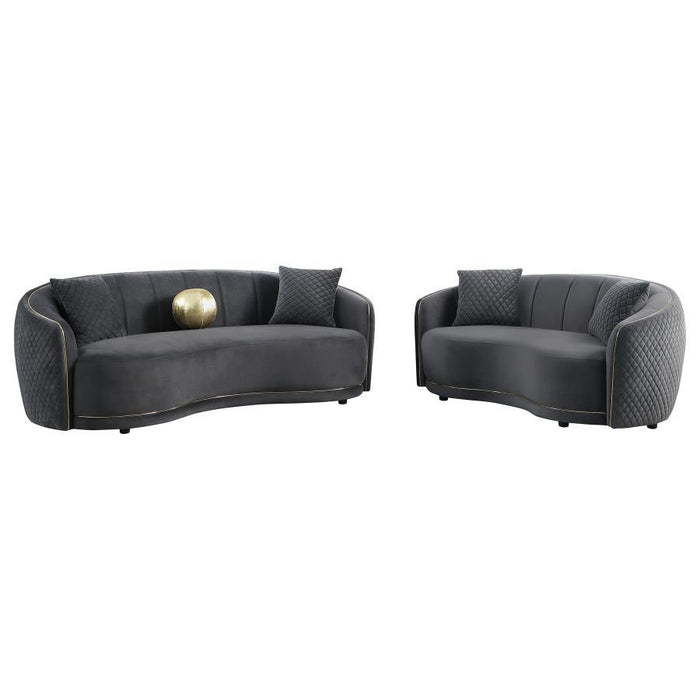 Brookside - 2 Piece Velvet Upholstered Sofa Set - Dark Gray - Premium Stationary Sofas & Loveseats from CoasterEveryday - Just $2279! Shop now at Furniture Wholesale Plus  We are the best furniture store in Nashville, Hendersonville, Goodlettsville, Madison, Antioch, Mount Juliet, Lebanon, Gallatin, Springfield, Murfreesboro, Franklin, Brentwood
