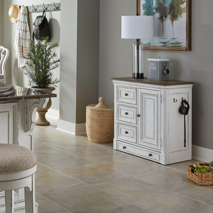 Magnolia Manor - Pet Feeder Cabinet - Antique White – Feeder Cabinets by Liberty Furniture at Furniture Wholesale Plus , Nashville furniture store