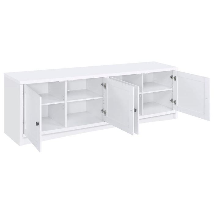 Laughlin - 4 Door Engineered Wood TV Stand - White – TV Stands by CoasterEveryday at Furniture Wholesale Plus , Nashville furniture store