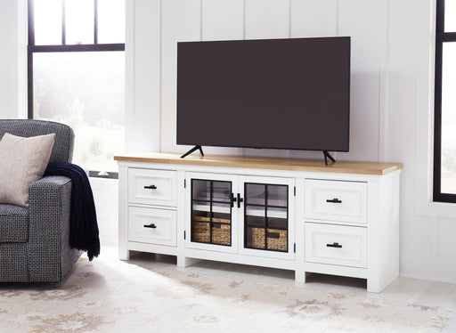 Ashbryn - Extra Large TV Stand - White / Natural – TV Stands by Signature Design by Ashley® at Furniture Wholesale Plus , Nashville furniture store
