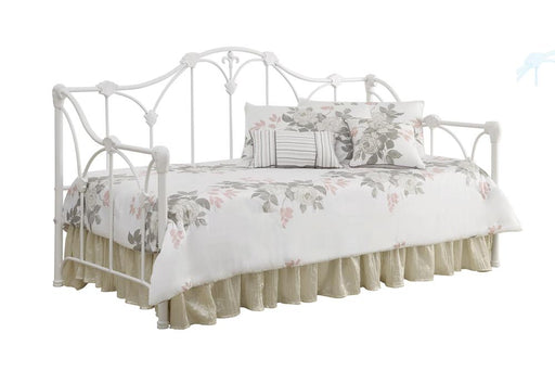 Halladay Twin Metal Daybed with Floral Frame White - Premium Daybed from Coaster Z2 Standard - Just $390! Shop now at Furniture Wholesale Plus  We are the best furniture store in Nashville, Hendersonville, Goodlettsville, Madison, Antioch, Mount Juliet, Lebanon, Gallatin, Springfield, Murfreesboro, Franklin, Brentwood