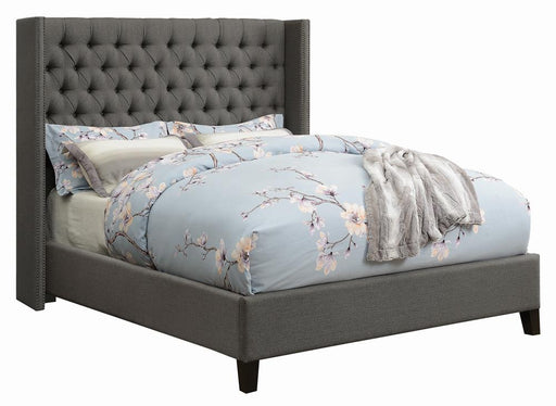 Bancroft Demi-wing Upholstered Eastern King Bed Grey - Premium Bed from Coaster Z2 Standard - Just $650! Shop now at Furniture Wholesale Plus  We are the best furniture store in Nashville, Hendersonville, Goodlettsville, Madison, Antioch, Mount Juliet, Lebanon, Gallatin, Springfield, Murfreesboro, Franklin, Brentwood