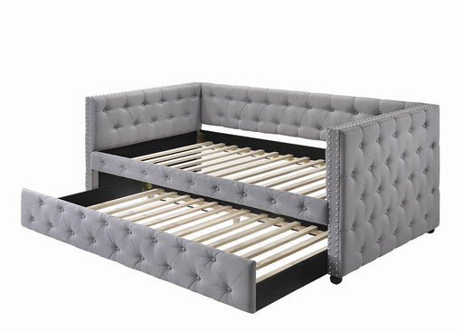 Mockern Tufted Upholstered Daybed with Trundle Grey - Premium Daybed from Coaster Z2 Standard - Just $570! Shop now at Furniture Wholesale Plus  We are the best furniture store in Nashville, Hendersonville, Goodlettsville, Madison, Antioch, Mount Juliet, Lebanon, Gallatin, Springfield, Murfreesboro, Franklin, Brentwood