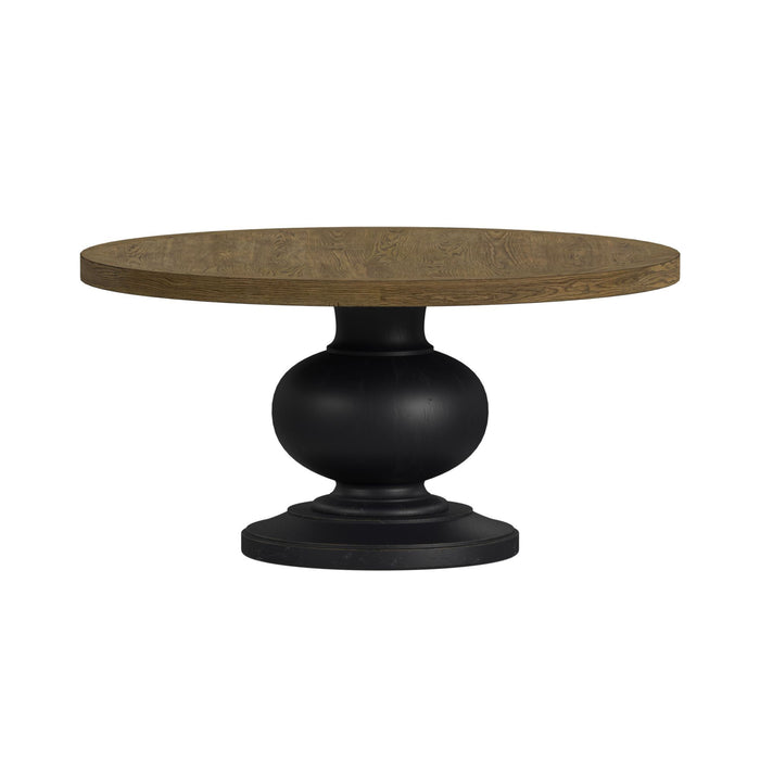 Heritage - 5 Piece Standard Height Dining Set (Round Table And Four Oak Brown Chairs) - Oak Brown And Black – 5 Piece Dining Room Sets by Elements International at Furniture Wholesale Plus , Nashville furniture store