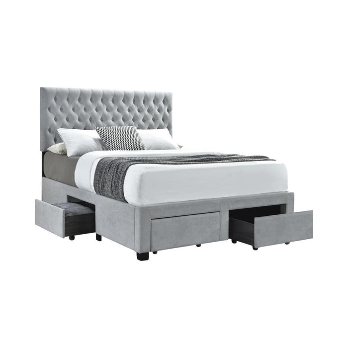 Soledad Full 4-drawer Button Tufted Storage Bed Light Grey - Premium Bed from Coaster Z2 Standard - Just $470! Shop now at Furniture Wholesale Plus  We are the best furniture store in Nashville, Hendersonville, Goodlettsville, Madison, Antioch, Mount Juliet, Lebanon, Gallatin, Springfield, Murfreesboro, Franklin, Brentwood