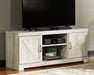 Bellaby - 63" TV Stand With Faux Firebrick Fireplace Insert - Whitewash – Fireplace TV Stands by Signature Design by Ashley® at Furniture Wholesale Plus , Nashville furniture store