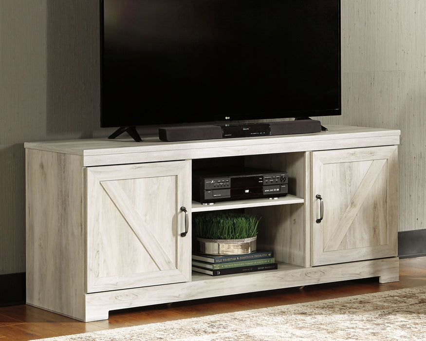 Bellaby - Entertainment Center - TV Stand With Faux Firebrick Fireplace Insert - Whitewash – Entertainment Centers by Signature Design by Ashley® at Furniture Wholesale Plus , Nashville furniture store