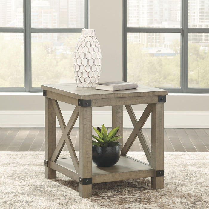 Aldwin - Rectangular End Table - Crossbuck Styling - Gray – End Tables by Signature Design by Ashley® at Furniture Wholesale Plus , Nashville furniture store