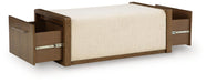 Marxmore - Upholstered Ottoman With Storage - Brown – Storage Ottomans by Signature Design by Ashley® at Furniture Wholesale Plus , Nashville furniture store