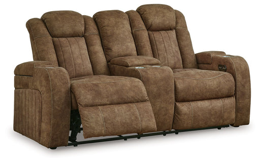 Wolfridge - Power Reclining Loveseat With Console /Adj Hdrst - Brindle – Reclining Loveseats by Signature Design by Ashley® at Furniture Wholesale Plus , Nashville furniture store