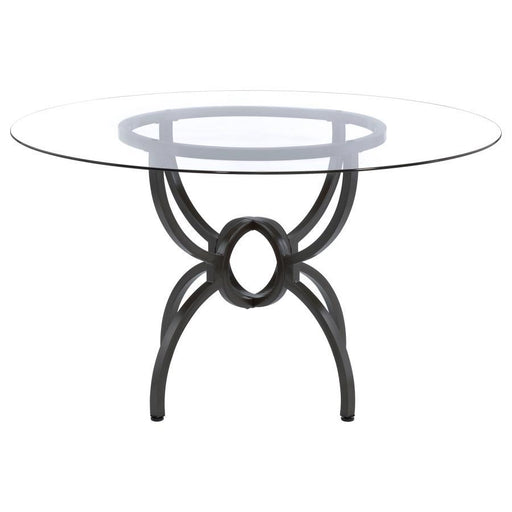 Aviano - Round Glass Top Metal Dining Table - Gunmetal – Dining Tables by Coaster Fine Furniture at Furniture Wholesale Plus , Nashville furniture store
