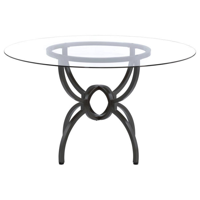 Aviano - Round Glass Top Metal Dining Table - Gunmetal – Dining Tables by Coaster Fine Furniture at Furniture Wholesale Plus , Nashville furniture store
