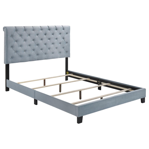 Warner Eastern King Upholstered Bed Slate Blue - Premium Bed from Coaster Z2 Standard - Just $350! Shop now at Furniture Wholesale Plus  We are the best furniture store in Nashville, Hendersonville, Goodlettsville, Madison, Antioch, Mount Juliet, Lebanon, Gallatin, Springfield, Murfreesboro, Franklin, Brentwood